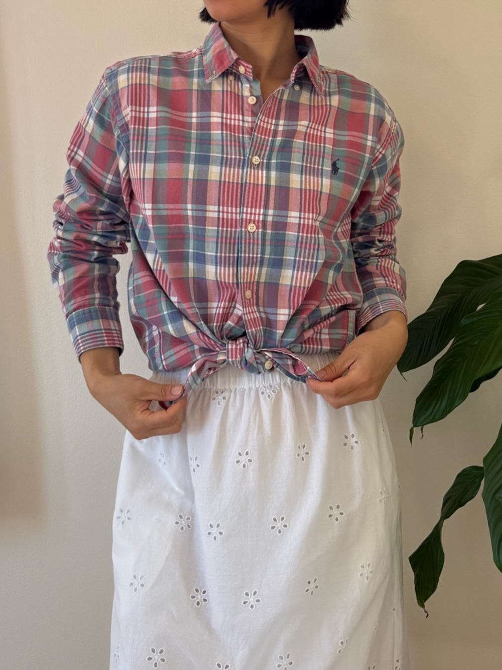 Ralph Lauren 100% Cotton Multicolor Plaid Button Down Shirt Preppy Size Boys L